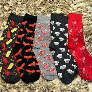NWOT 5 pairs assortment men’s dress socks BBQ theme funny socks bundle novelty